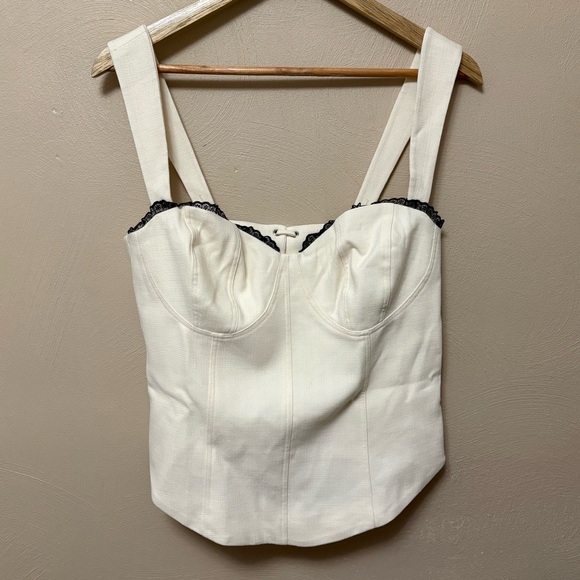 Reformation Alisa Top Ivory White Black Lace Size 10 NWT Nee - Picture 6 of 16